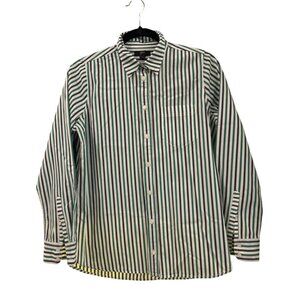 J.Crew Womens Striped Button-Down Long-Sleeve Shirt Size 6 Green Navy Blue White